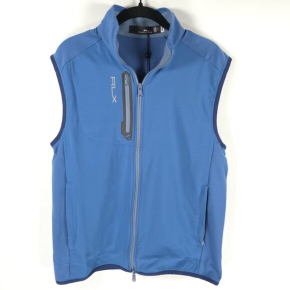 NWT RLX RALPH LAUREN GOLF Mock Neck Full Zip Wicking Tech Terry Hybrid Vest Sz S - Picture 2 of 14